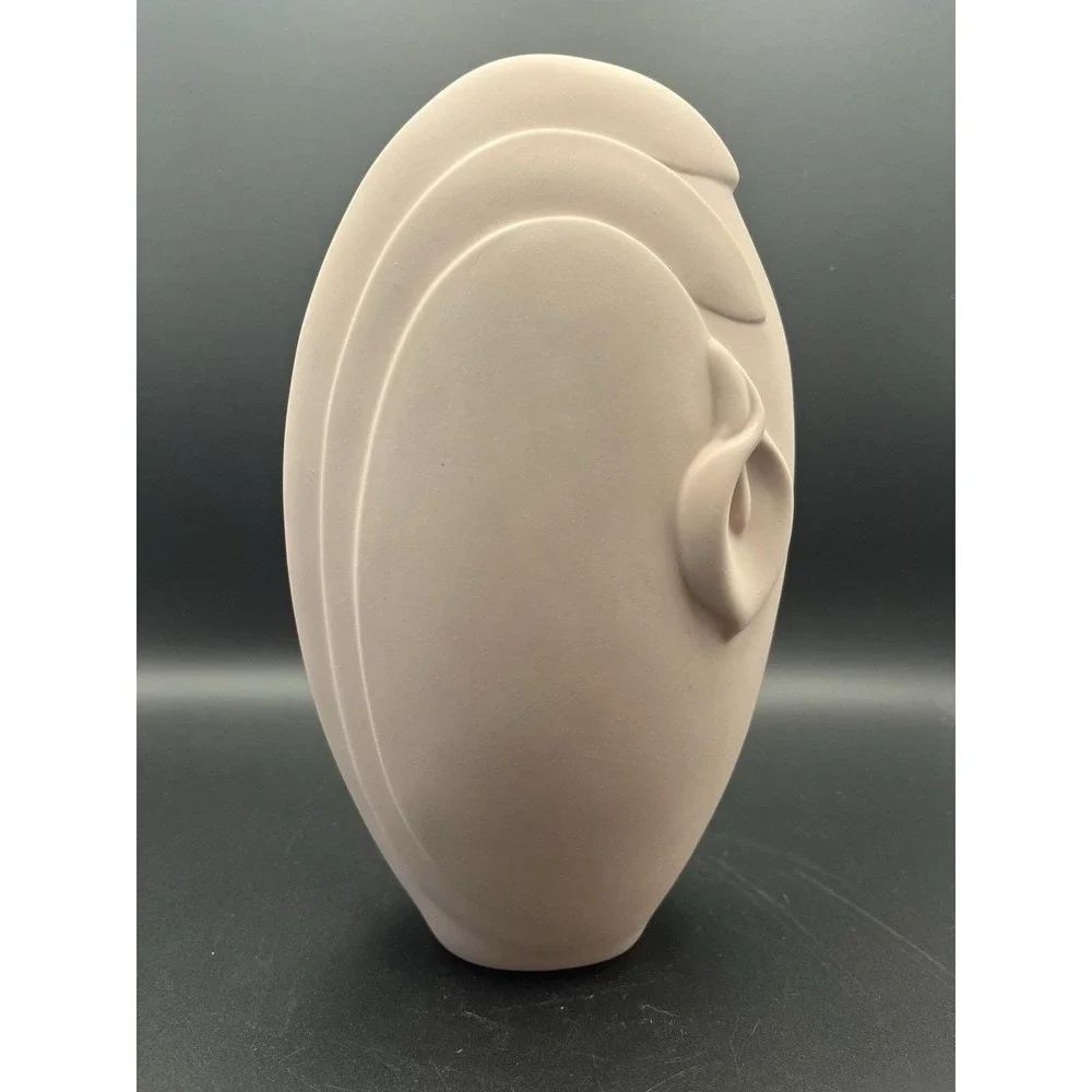 Vintage Postmodern Matte Dusty Rose Mauve Ceramic Calla Lily Sculptural Vase